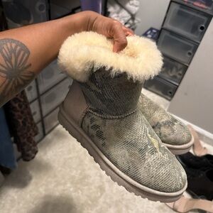 SOLD UGG Snakeskin Ankle Boots with Cream Fur